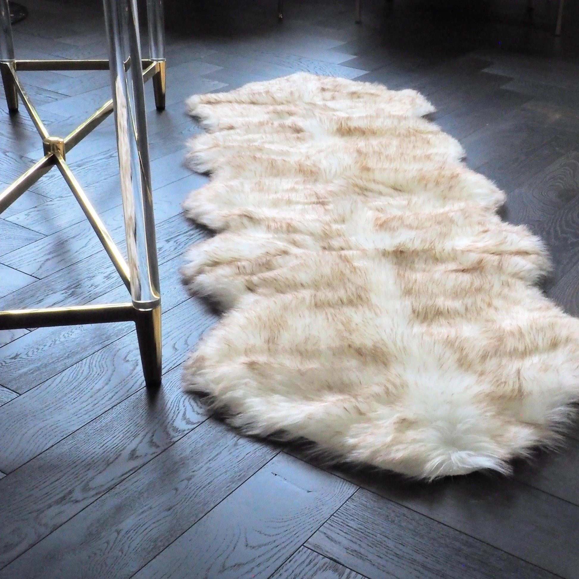 2' x 6' Gray Animal Shape Artificial Wool Faux Fur Rug - MAIA HOMES