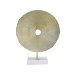 21" Gold Disk On White Marble Base