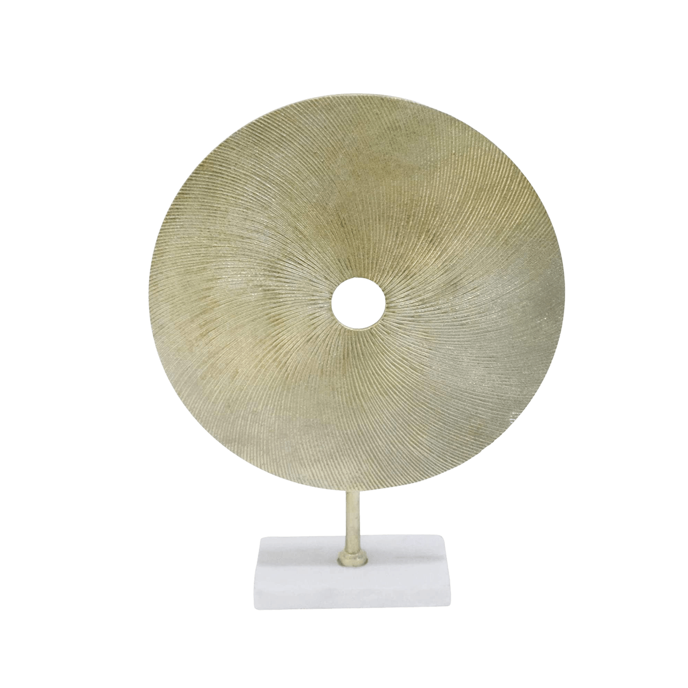 21" Gold Disk On White Marble Base