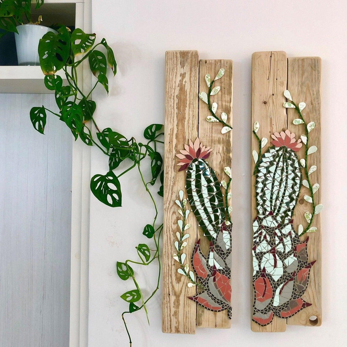 3 pcs Cactus Mosaic Wall Art