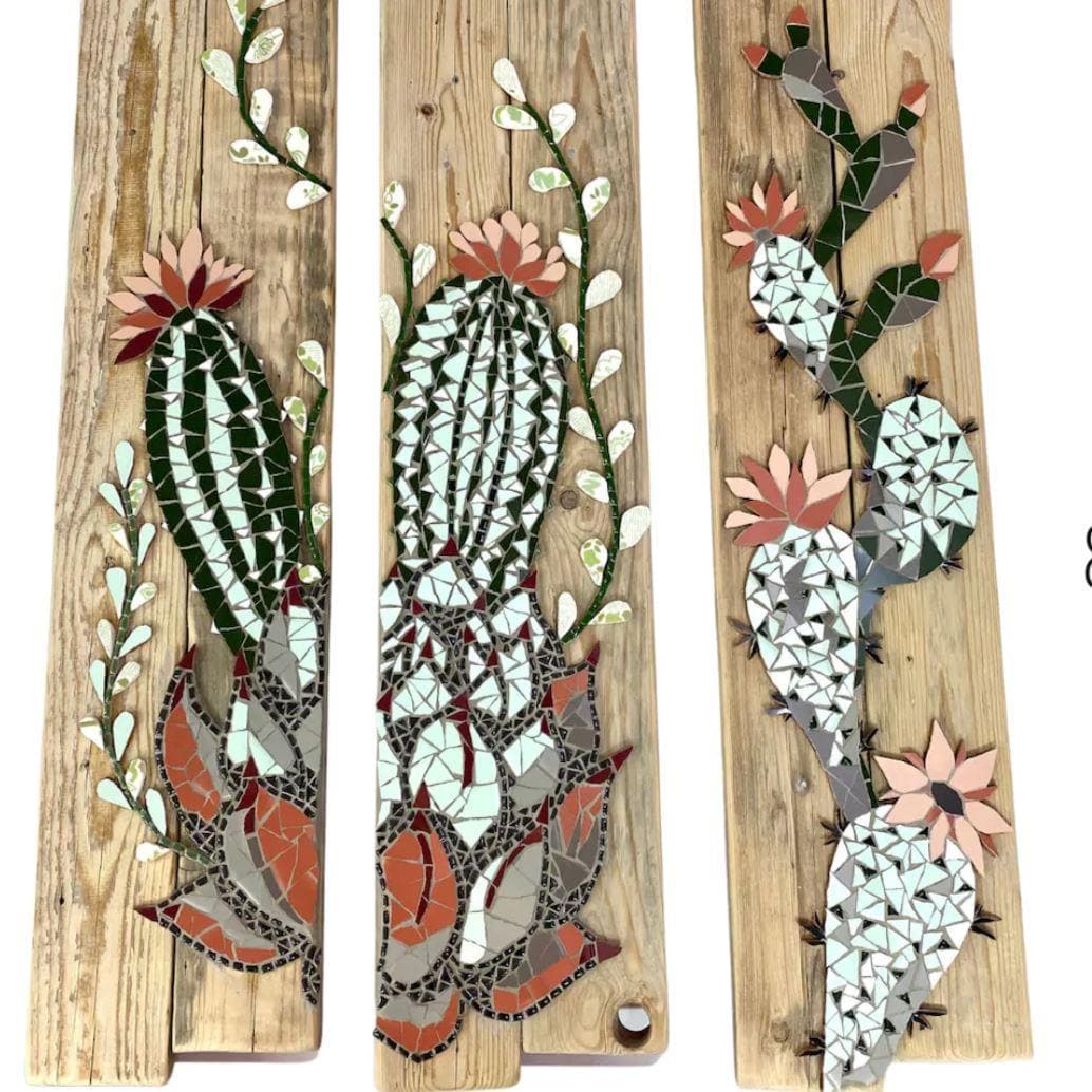 3 pcs Cactus Mosaic Wall Art