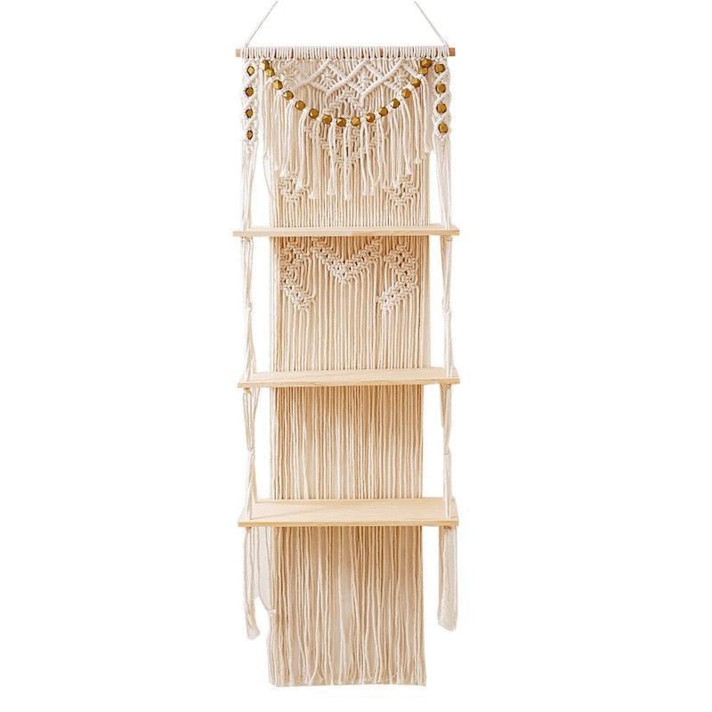 3-Tier Floating Macrame Wall Hanging Shelf