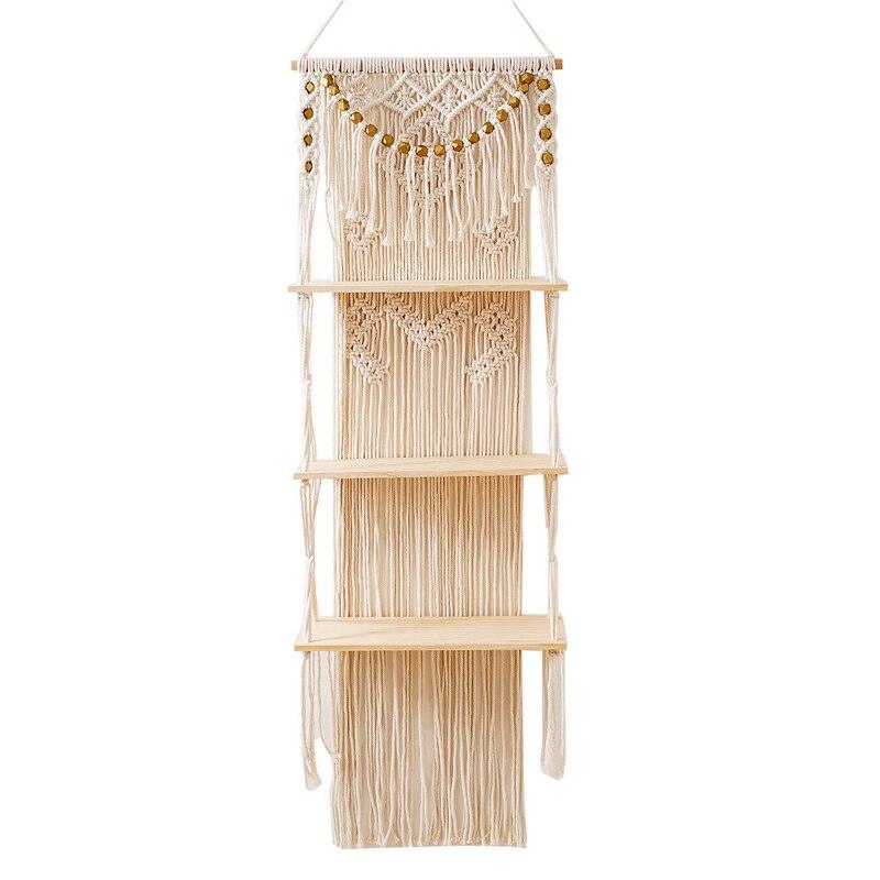 3-Tier Floating Macrame Wall Hanging Shelf Default Title