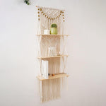 3-Tier Floating Macrame Wall Hanging Shelf