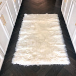 3' x 5' White Artificial Wool Faux Fur Rug