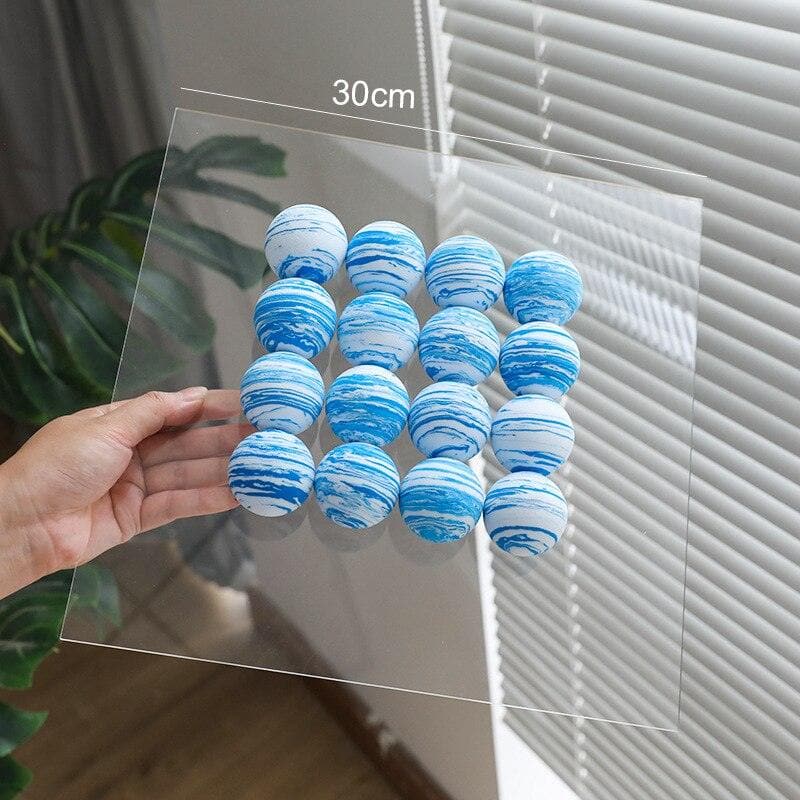 3D Acrylic Ball Wall Transparent Mirror A Blue White