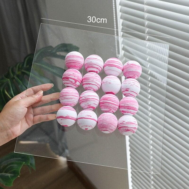 3D Acrylic Ball Wall Transparent Mirror A Pink White