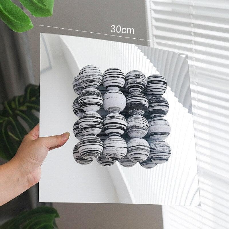 3D Acrylic Ball Wall Transparent Mirror B Black White