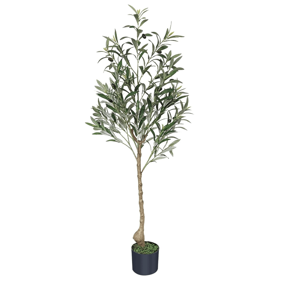 4 ft Small Artificial Olive Tree in Black Nursery Pot