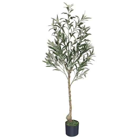 4 ft Small Artificial Olive Tree in Black Nursery Pot - MAIA HOMES