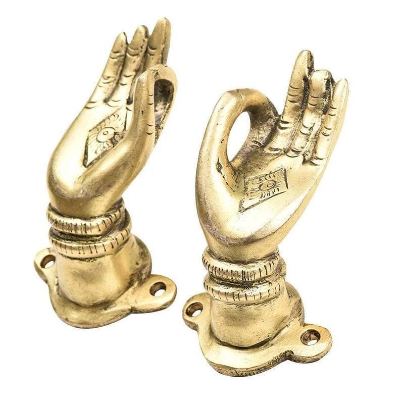 4 Large Brass Angel Hand Cabinet Pulls - MAIA HOMES