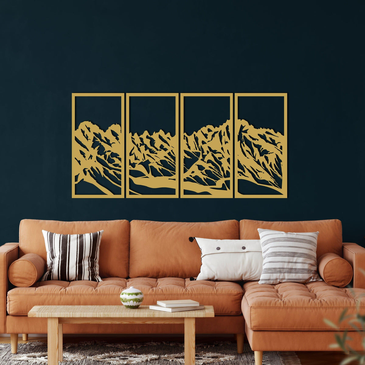 4 Panel Mountain Landscape Metal Wall Hangings