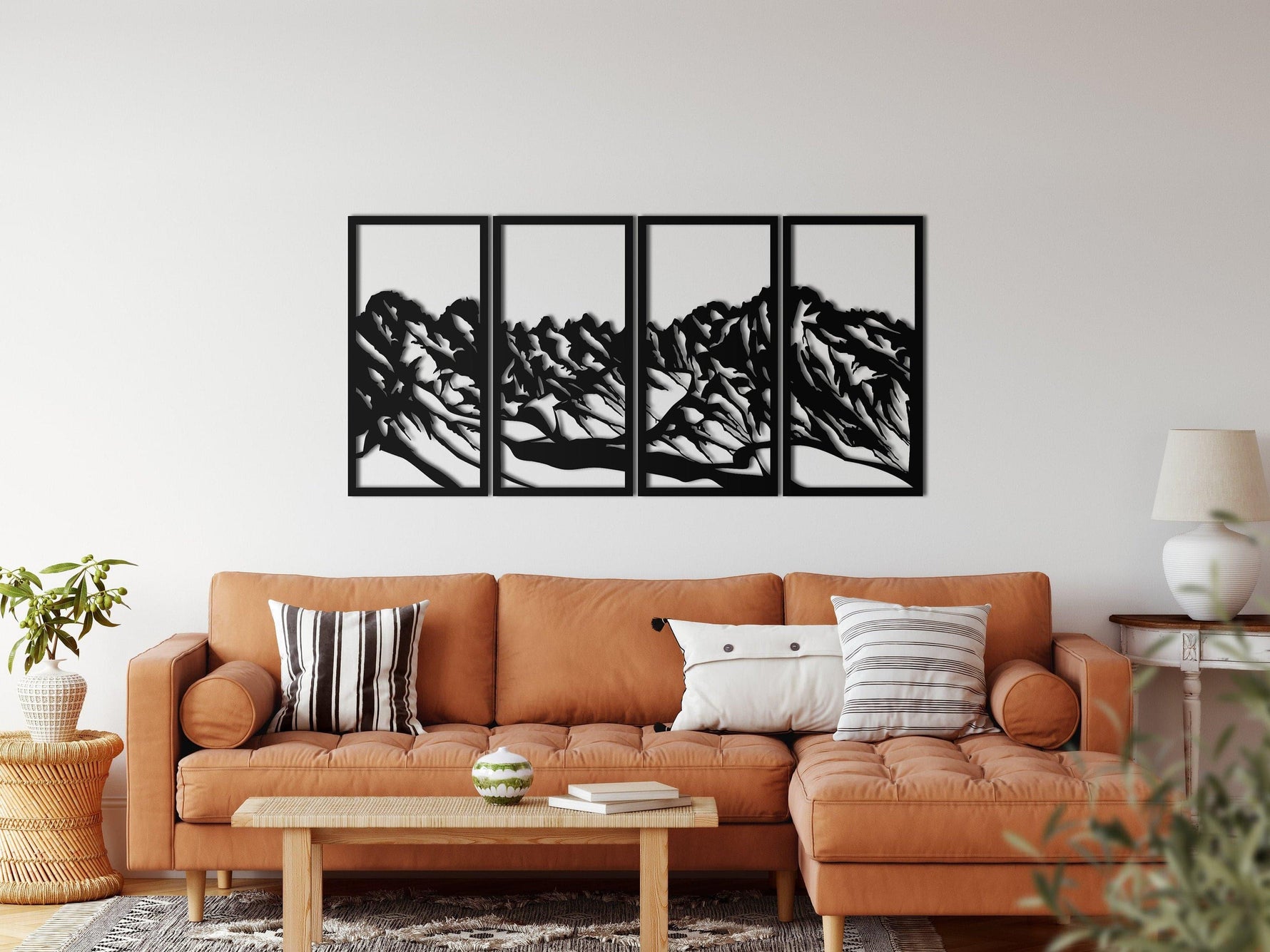 4 Panel Mountain Landscape Metal Wall Hangings