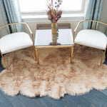 4' x 6' Animal Shape Artificial Wool Faux Fur Accent Area Rug - Brown Tipped White Champaign 4' x 6'