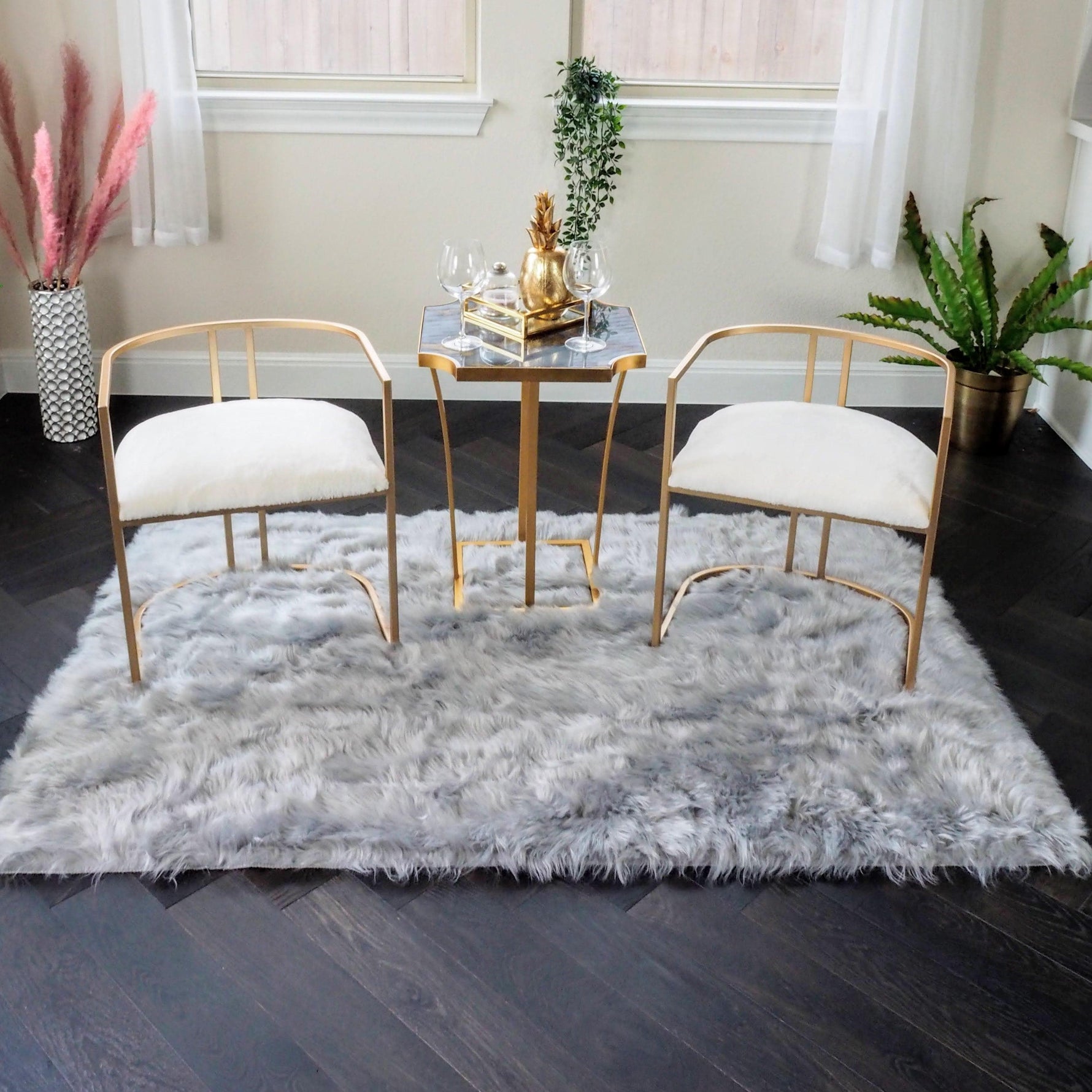 4' x 6' Artificial Wool Faux Fur Rug