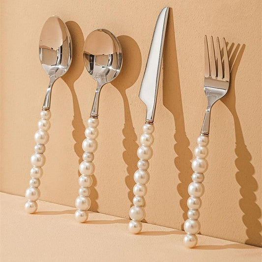 4Pcs Pearl Cutlery Stainless Steel Flatware - MAIA HOMES