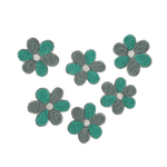 6 Petal Flower Shape Beaded Coaster Set of 6 - Turquoise