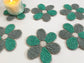 6 Petal Flower Shape Beaded Coaster Set of 6 - Turquoise - MAIA HOMES