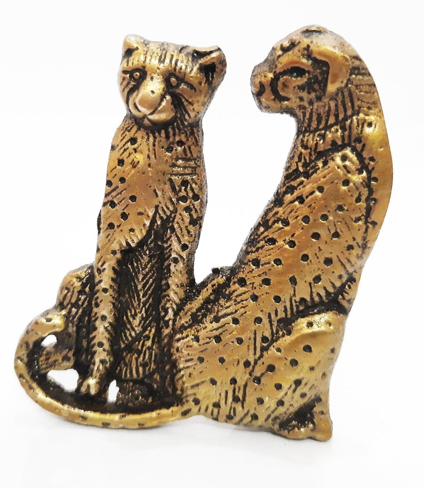 6 Solid Brass Cheetah Cabinet Door Knobs