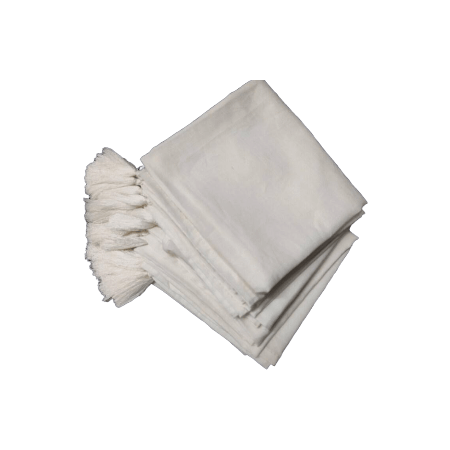 6 White Cotton Napkins with Tassel