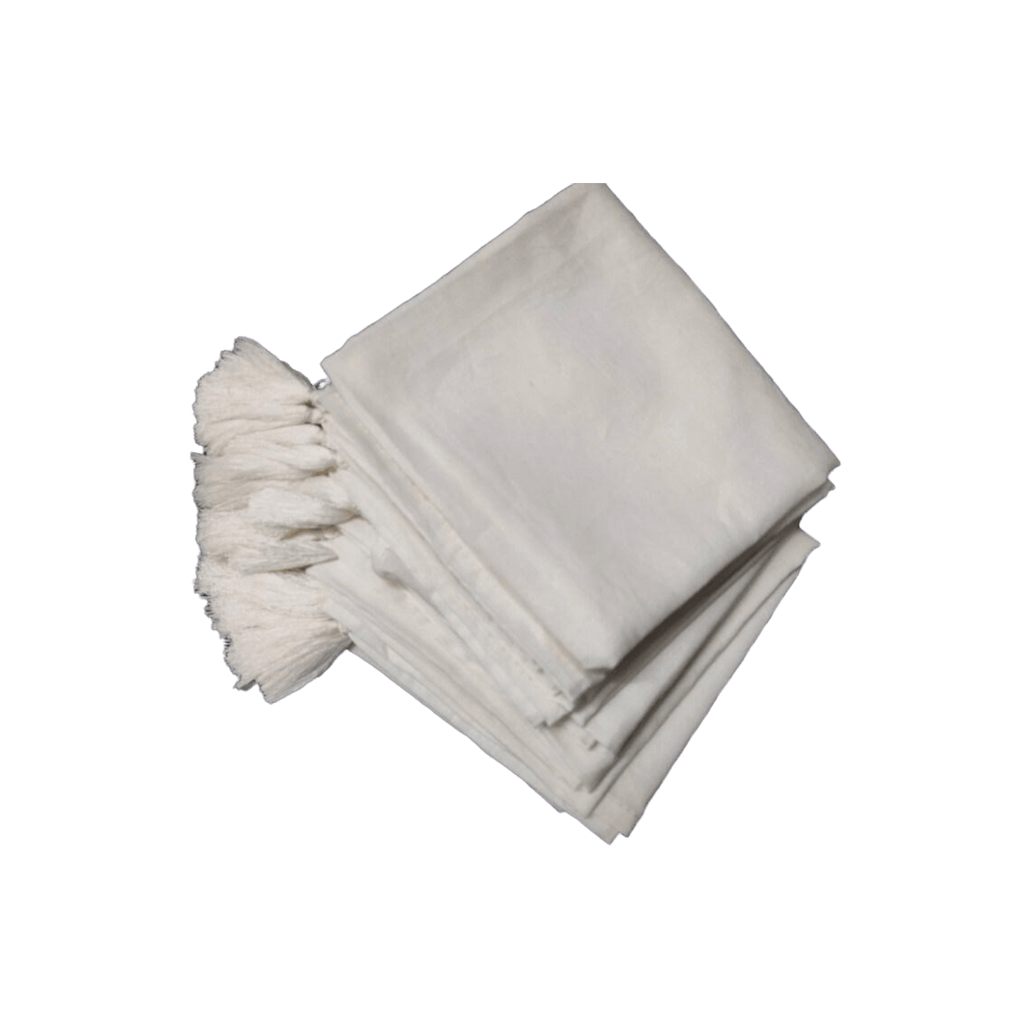 6 White Cotton Napkins with Tassel - MAIA HOMES
