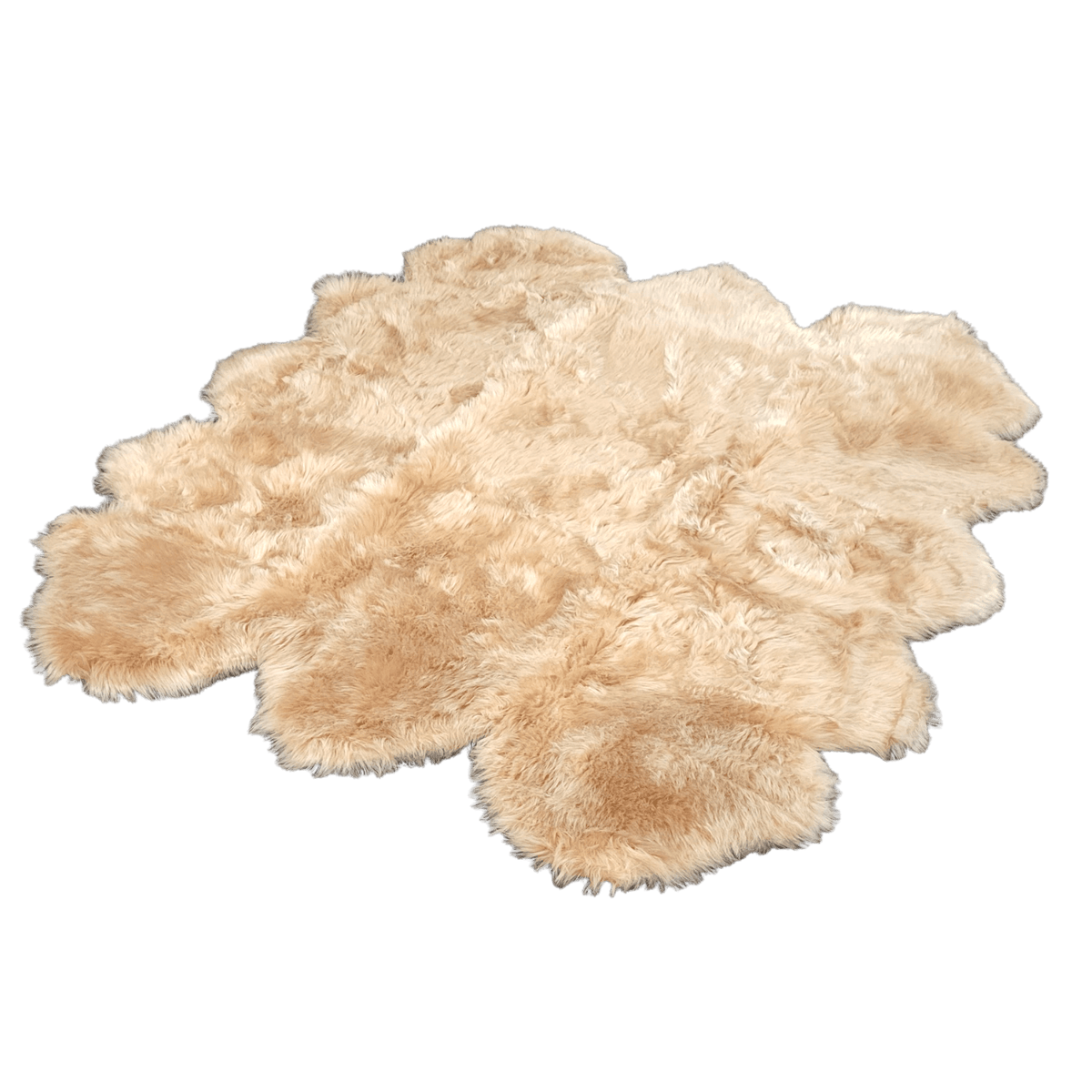 6' x 6' Animal Shape Artificial Wool Faux Fur Rug Champaign 6' x 6'