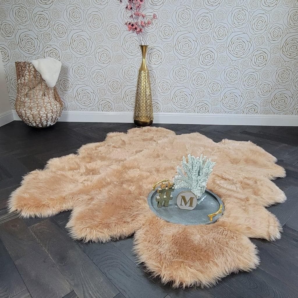 6' x 6' Animal Shape Artificial Wool Faux Fur Rug