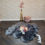 6' x 6' Animal Shape Artificial Wool Faux Fur Rug Charcoal 6' x 6'