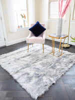 6' x 6' Artificial Wool Fur Rug Grey 6' x 6'