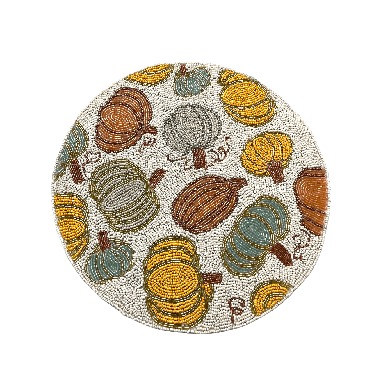 For the Love of Pumpkin Round Beaded Placemat - Set of 2