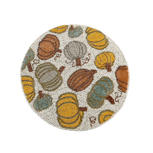 For the Love of Pumpkin Round Beaded Placemat - Set of 2