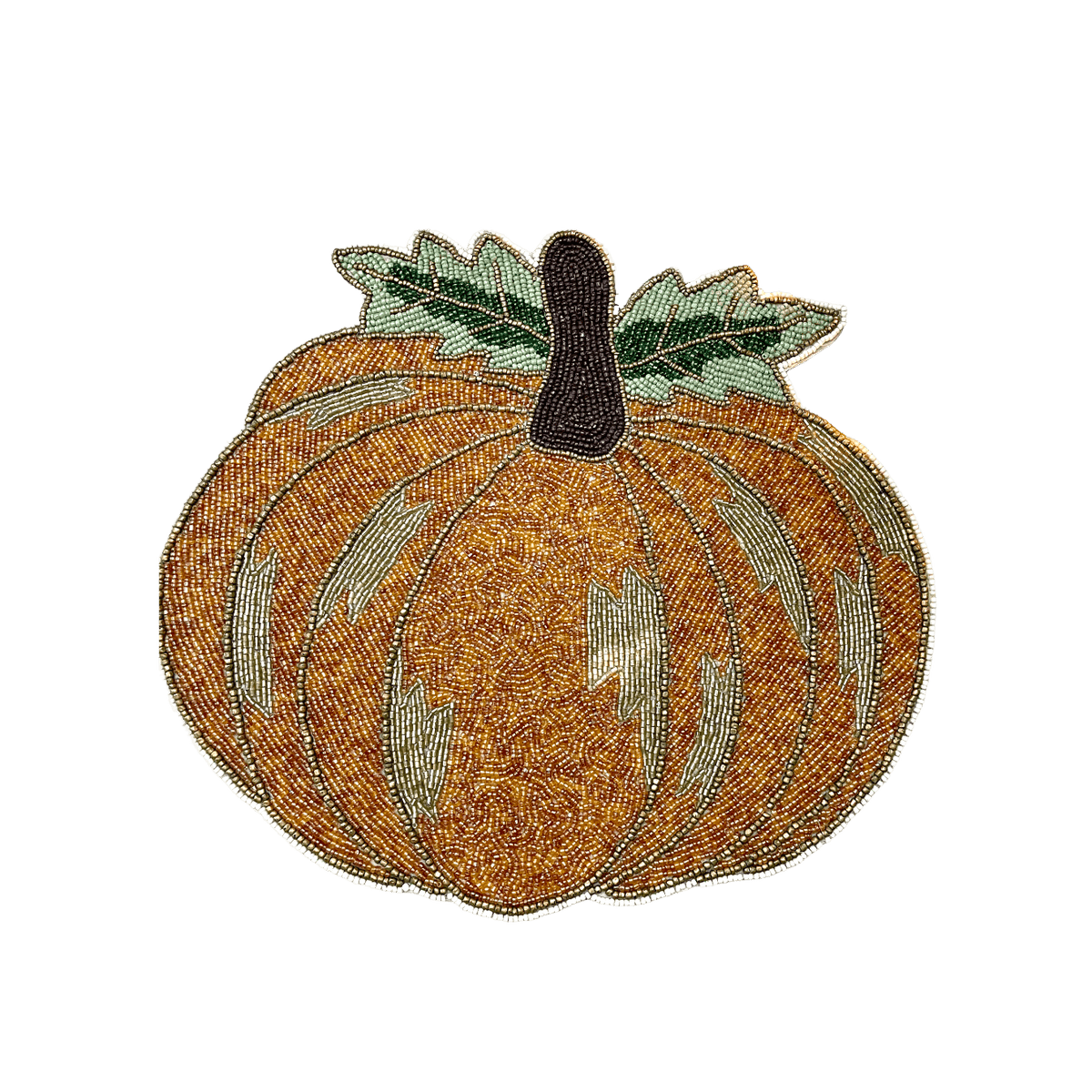 Orange Pumpkin Harvest Beaded Placemat - Set of 2