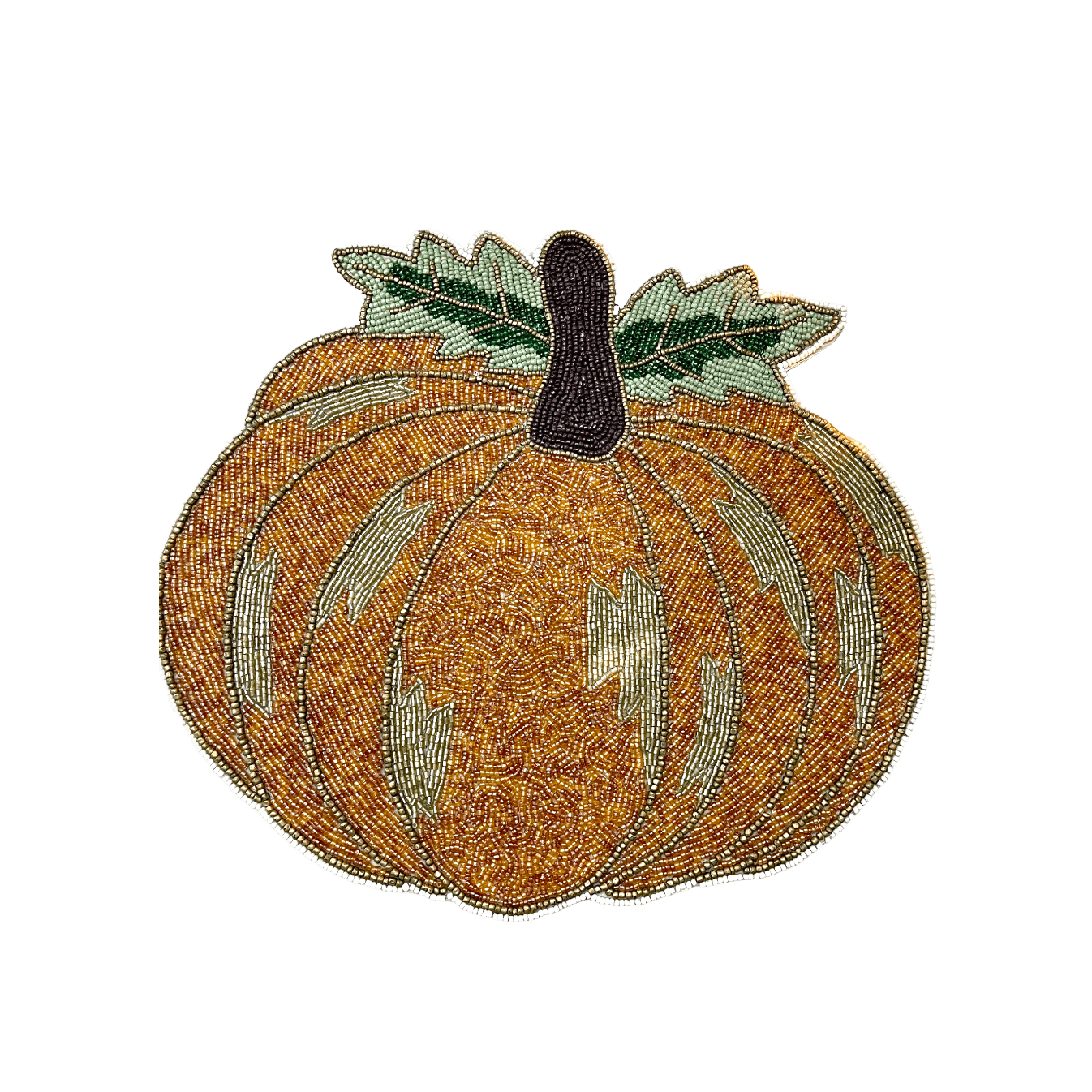 Orange Pumpkin Harvest Beaded Placemat - Set of 2