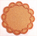 Set of 2 Large Pearl Flower Round Beaded Placemat - Orange