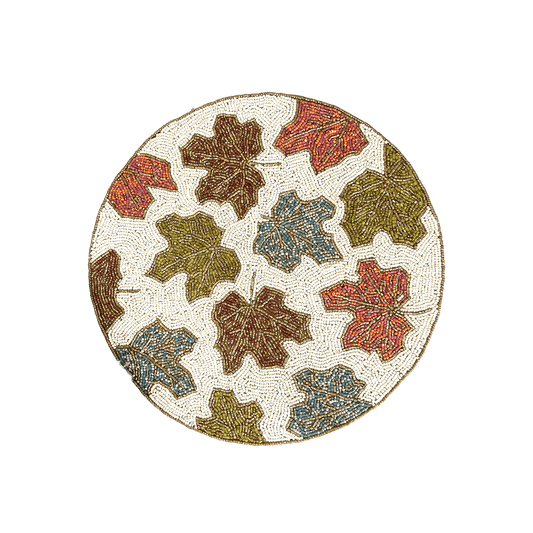 Maple leaf Round Beaded Placemat - MAIA HOMES