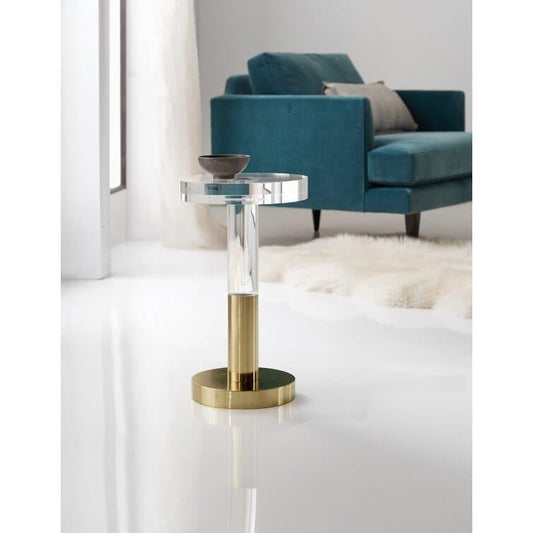 Melange Acryllic Top Pedestal End Table - MAIA HOMES