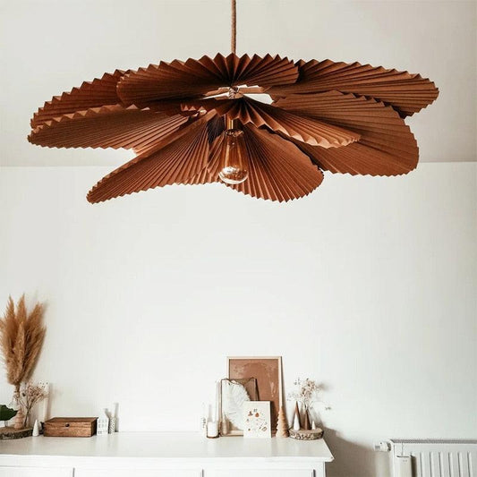 Brown Pleated Flower Palm Leaf Pendant Light - MAIA HOMES