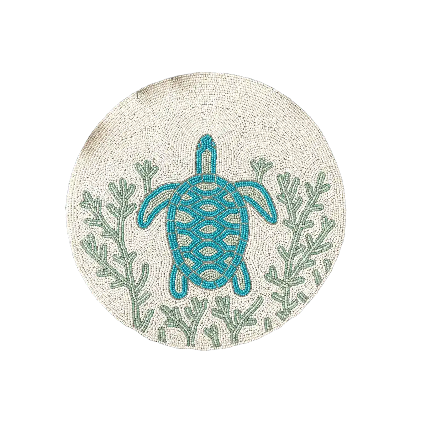 Turtle and Coral Round Beaded Placemat