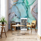 Abstract Blue and Teal Gold Marble Wallpaper - MAIA HOMES
