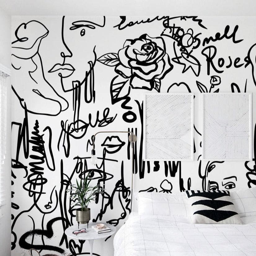 Abstract Female Black and White Self Adhesive Wall Mural