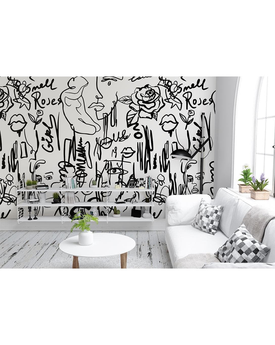 Abstract Female Black and White Self Adhesive Wall Mural