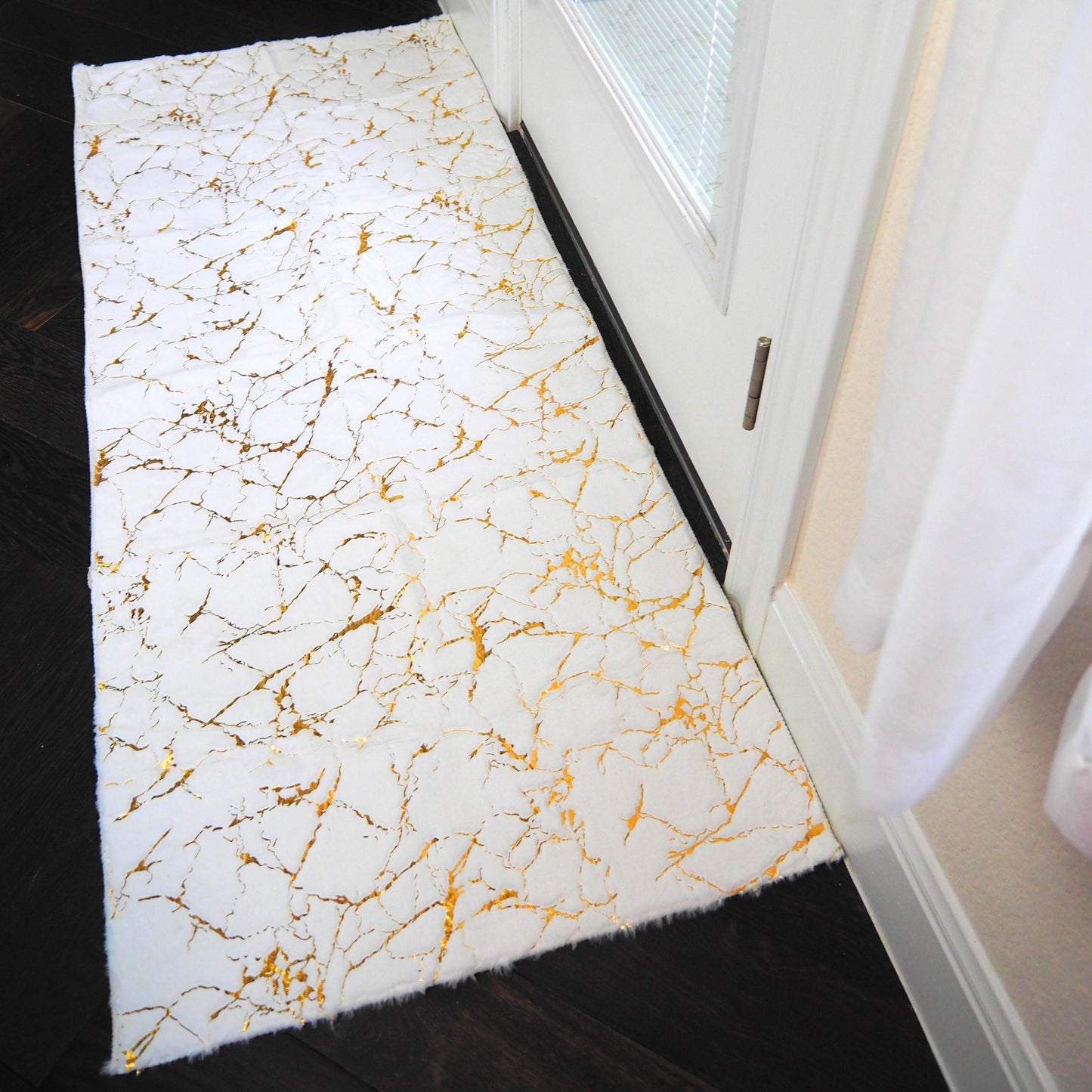 Abstract Gold Gilded Accent Area Mat Runner Rug - MAIA HOMES