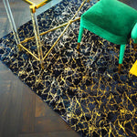 Abstract Gold Gilded Accent Square Area Rug