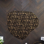 Abstract Gold Gilded Billabong Shaped Accent Rug