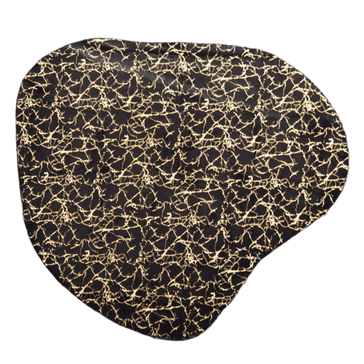 Abstract Gold Gilded Billabong Shaped Accent Rug Black