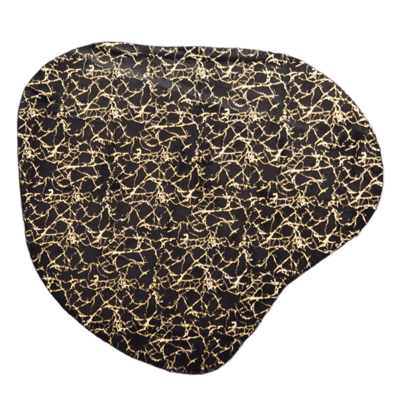 Abstract Gold Gilded Billabong Shaped Accent Rug Black