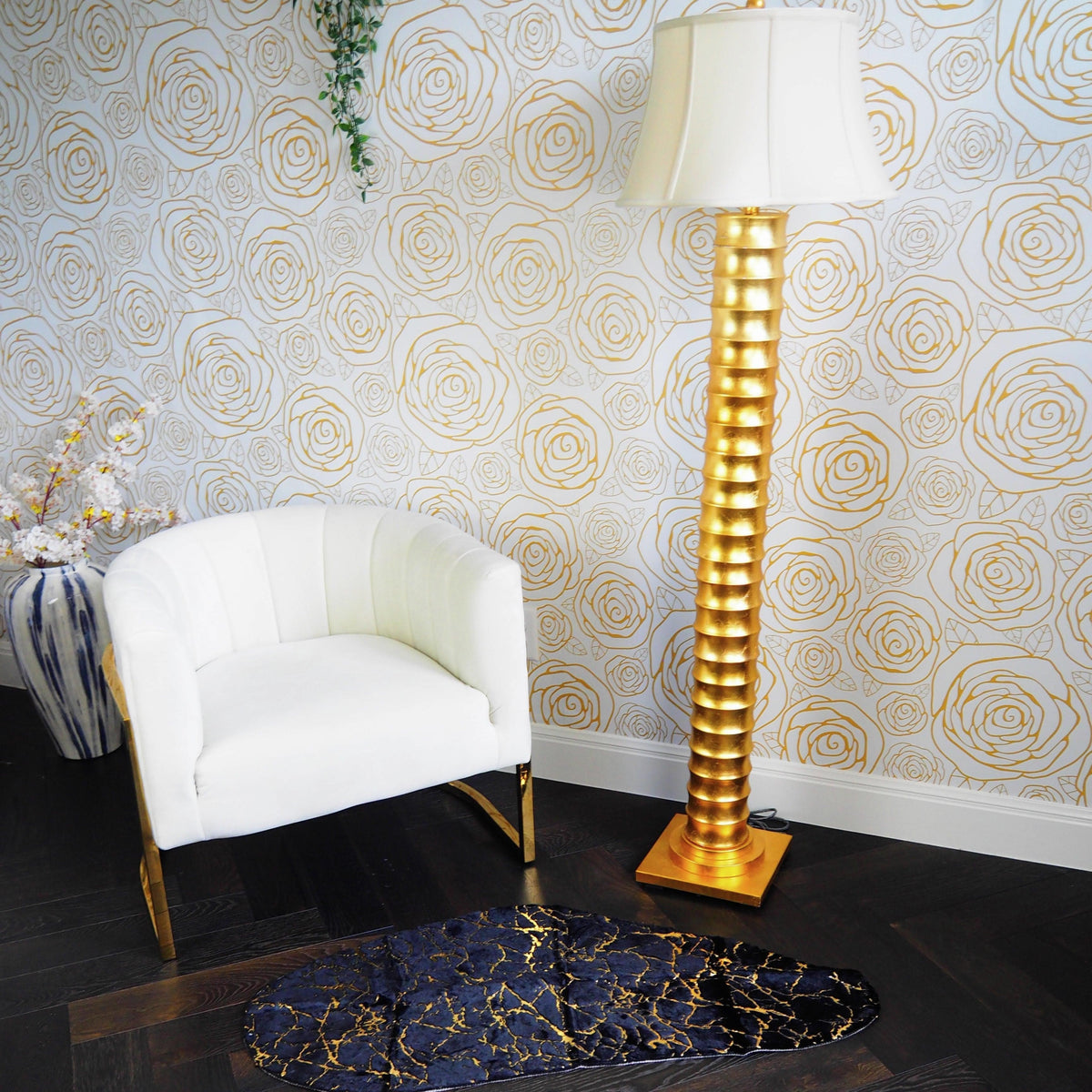 Abstract Gold Gilded Elongated Accent Mat