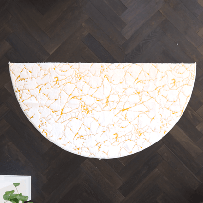 Abstract Gold Gilded Half Moon Accent Rug - MAIA HOMES