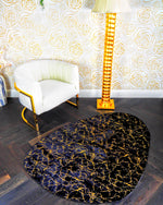 Abstract Gold Gilded Pebble Accent Rug