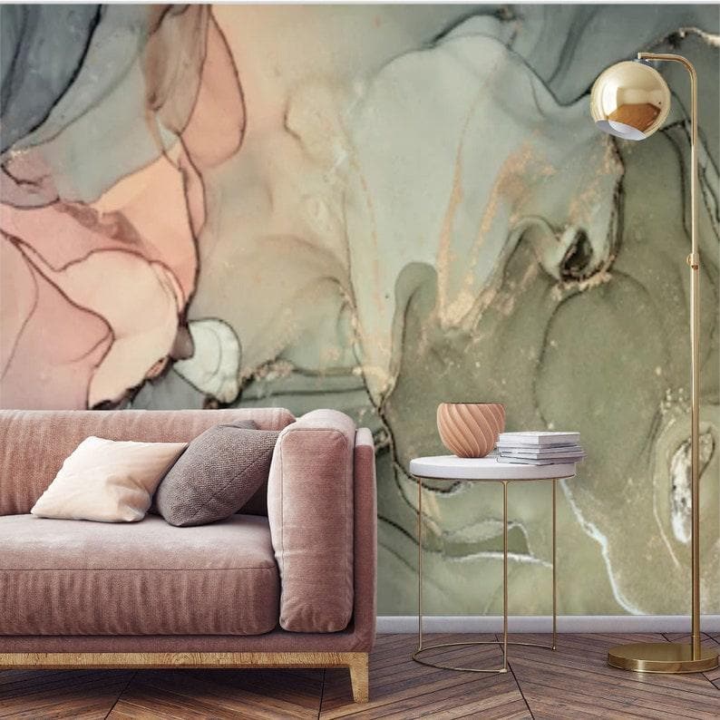 Abstract Large Watercolor Marble Wall Mural - MAIA HOMES